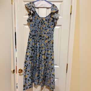 Roller Rabbit Evandra Floral Pina Dress Blue & Yellow Size S